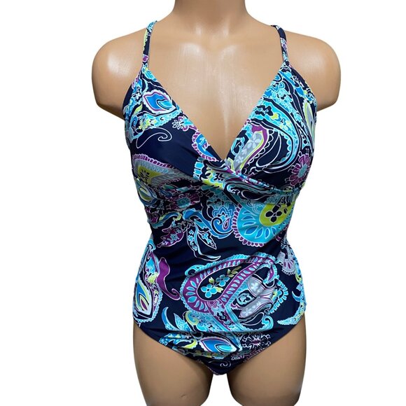 Athleta Women's Paisley Print One-Piece Swimsuit With Adjustable Straps 36B-34C - Picture 3 of 6